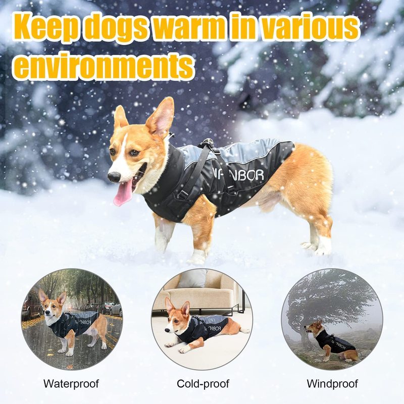 Dog Winter Coats Jackets with Harness Reflective Dog Coat for Cold Weather, Waterproof Dog Snow Coat Zip up Dog Jacket Warm Sports Clothes Apparel for Small Medium Large and Extra Large Dogs Animals & Pet Supplies > Pet Supplies > Dog Supplies > Dog Apparel UPXNBOR   