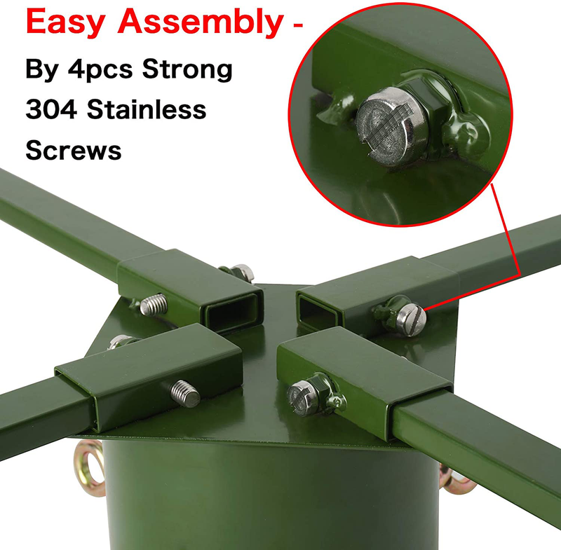 EZYDECOR Welded Christmas Tree Stand for Live Trees Real Xmas Tree Base Metal Christmas Tree Stand (Green) 30.5"