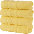 Qute Home 4-Piece Bath Towels Set, 100% Turkish Cotton Premium Quality Towels for Bathroom, Quick Dry Soft and Absorbent Turkish Towel Perfect for Daily Use, Set Includes 4 Bath Towels (White) Home & Garden > Linens & Bedding > Towels Qute Home Yellow 4 Pieces Hand Towels 