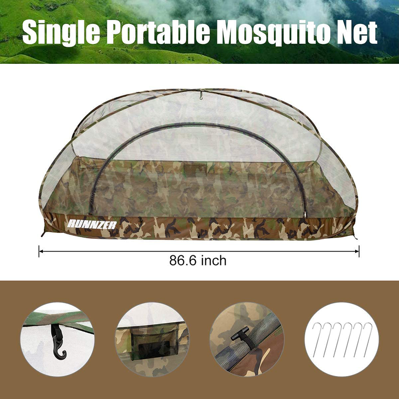 L RUNNZER Single Pop up Portable Mosquito Camping Net Tent Sporting Goods > Outdoor Recreation > Camping & Hiking > Mosquito Nets & Insect Screens L RUNNZER   
