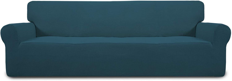 Easy-Going Stretch Sofa Slipcover 1-Piece Couch Sofa Cover Furniture Protector Soft with Elastic Bottom for Kids, Spandex Jacquard Fabric Small Checks(Sofa,Dark Gray) Home & Garden > Decor > Chair & Sofa Cushions Easy-Going Deep Teal XX Large 
