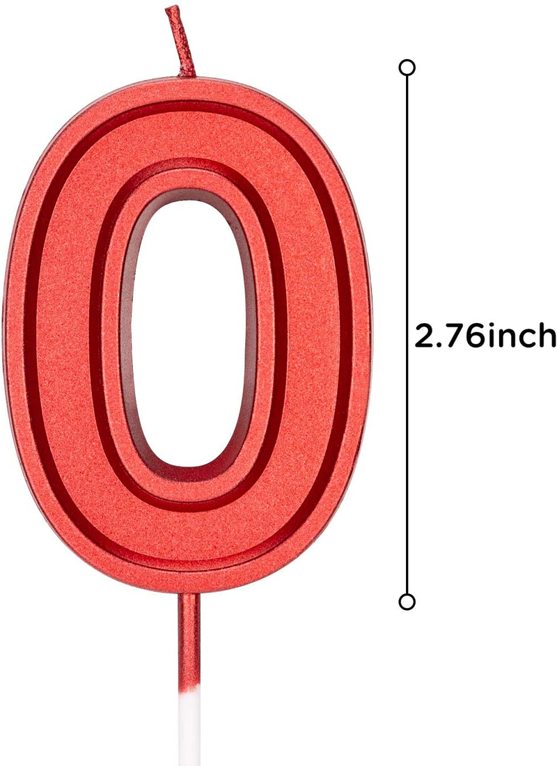 LUTER 2.76 Inch Red Glitter Happy Birthday Cake Candles Number Candles Birthday Candle Cake Topper Decoration for Party Kids Adults (Number 0) Home & Garden > Decor > Home Fragrances > Candles LUTER   