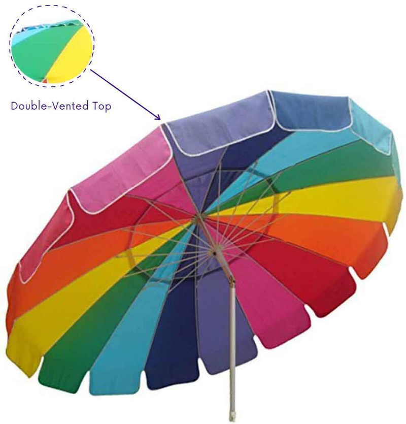 Impact Canopy 8' Beach Umbrella, UV Protected, Vented, Tilt Pole, Sand Anchor, Carry Bag, Rainbow Home & Garden > Lawn & Garden > Outdoor Living > Outdoor Umbrella & Sunshade Accessories Impact Canopy   