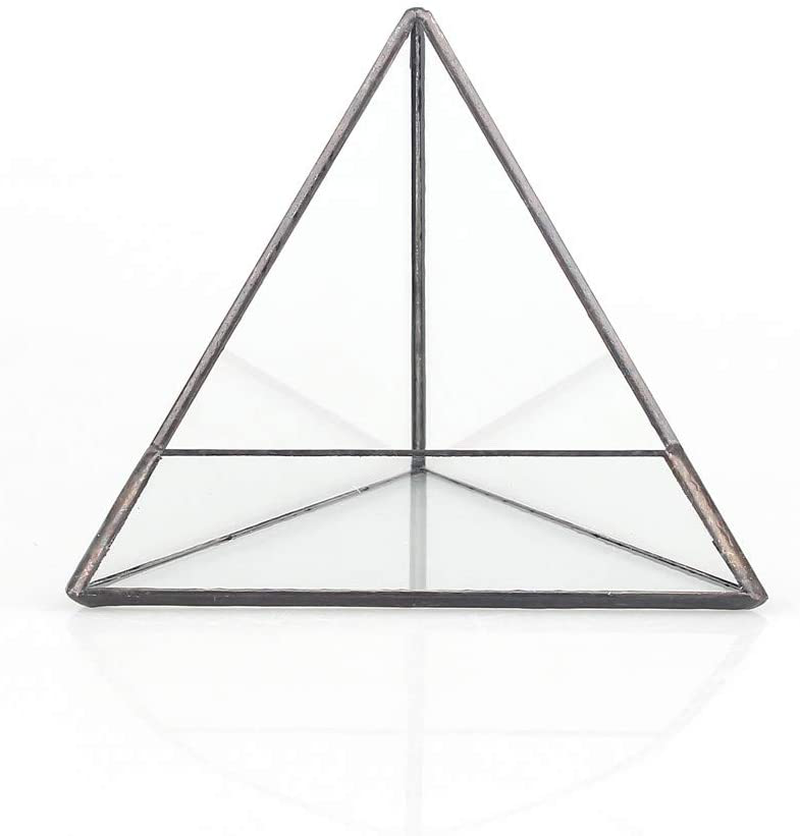 NCYP 3.93 inches Geometric Decorative Terrarium Cube Inclined Clear Glass Planter Tabletop Black Small Air Plant Holder Display Box Succulent Moss Flower Pot Containers DIY Centerpiece (No Plants) Animals & Pet Supplies > Pet Supplies > Reptile & Amphibian Supplies > Reptile & Amphibian Habitats Zhongpengcheng Pyramid  