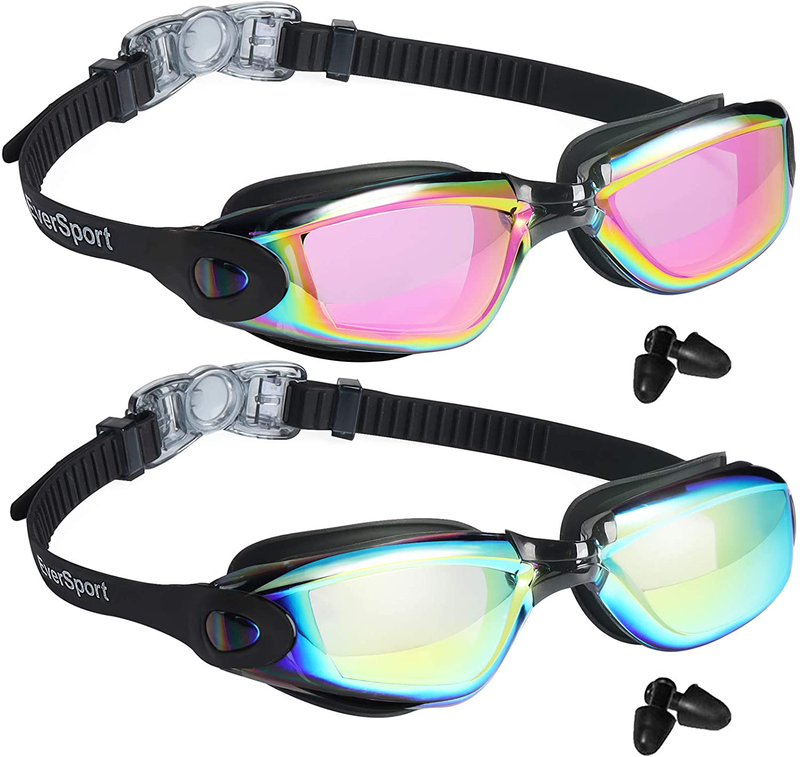 EverSport Swim Goggles Pack of 2 Swimming Goggles Anti Fog for Adult Men Women Youth Kids Sporting Goods > Outdoor Recreation > Boating & Water Sports > Swimming > Swim Goggles & Masks EverSport Pink & Aqua  