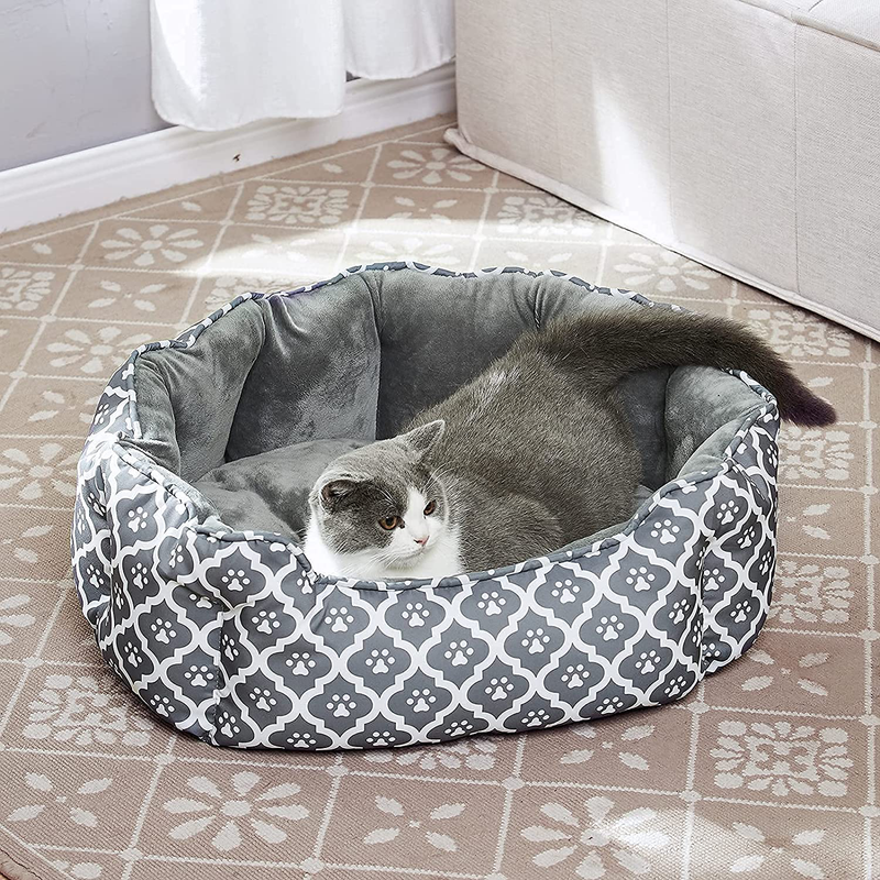 LUCKITTY Cat Bed,Soft Velvet & Waterproof Oxford Two-Sided Cushion, Easy Washable,Oval Geometric Pet Beds for Indoor Cats or Small Animas Animals & Pet Supplies > Pet Supplies > Dog Supplies > Dog Beds Chengyu   