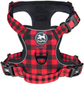 PoyPet No Pull Dog Harness, No Choke Front Lead Dog Reflective Harness, Adjustable Soft Padded Pet Vest with Easy Control Handle for Small to Large Dogs Animals & Pet Supplies > Pet Supplies > Dog Supplies PoyPet Checkered Red Medium 
