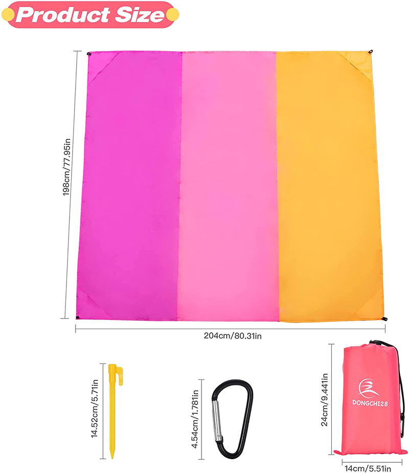 Portable Waterproof Beach Blanket Extra Large-77.95'' ×80.31''Quick-Drying Picnic Blanket for 4-7 Adults,Outdoor Picnic Blanket with 4pcs Ground Stakes and 1pcs Carabiner for Camping,Hiking(Orange) Home & Garden > Lawn & Garden > Outdoor Living > Outdoor Blankets > Picnic Blankets DONGCHI28   