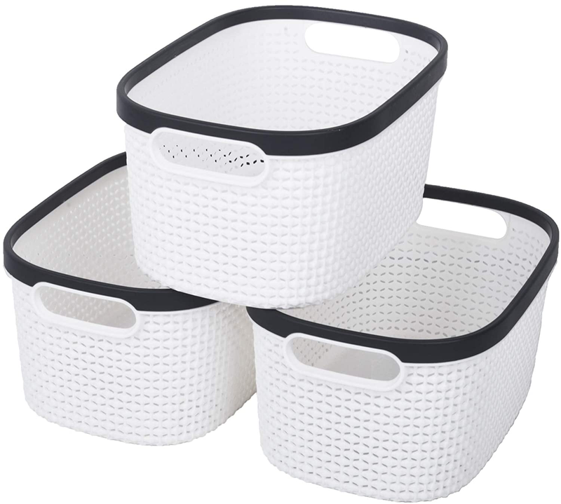 Plastic Cleaning Caddy Basket Portable Shower Caddy Basket for Bathroom, Bedroom, Household Storage, Kitchen, College, Dorm, L14.5 × W10 × H5.8 Inch Black