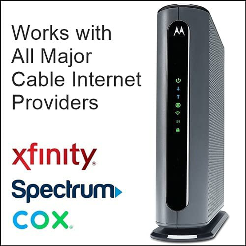 Motorola MG7700 24x8 Cable Modem Plus AC1900 Dual Band WiFi Gigabit Router with Power Boost, 1000 Mbps Maximum Docsis 3.0 - Approved by Comcast Xfinity, Cox and More Electronics > Networking > Modems Motorola   