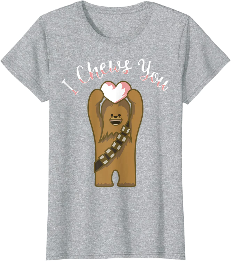 Star Wars Valentines I Chews You Chewbacca Graphic T-Shirt Home & Garden > Decor > Seasonal & Holiday Decorations Star Wars Heather Grey Women 3XL