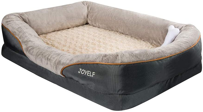 JOYELF Orthopedic Dog Bed Memory Foam Pet Bed with Removable Washable Cover and Squeaker Toy as Gift