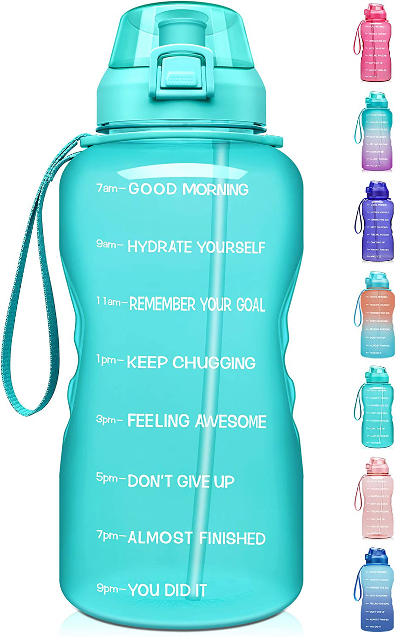Fidus Large 1 Gallon/128oz Motivational Water Bottle with Time Marker & Straw,Leakproof Tritan BPA Free Water Jug,Ensure You Drink Enough Water Daily for Fitness,Gym and Outdoor Sports Sporting Goods > Outdoor Recreation > Winter Sports & Activities Fidus A7-Mint Green 1 Gallon 