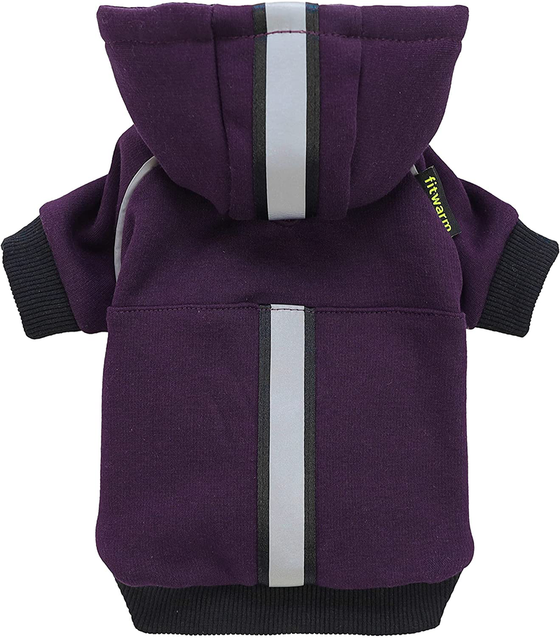 Fitwarm Thermal Dog Coat with Safety Reflective Stripe Outdoor Puppy Winter Clothes Cat Jacket Pet Hoodie Outfits Pullover Doggie Sweatshirt Animals & Pet Supplies > Pet Supplies > Cat Supplies > Cat Apparel Fitwarm Purple Medium 