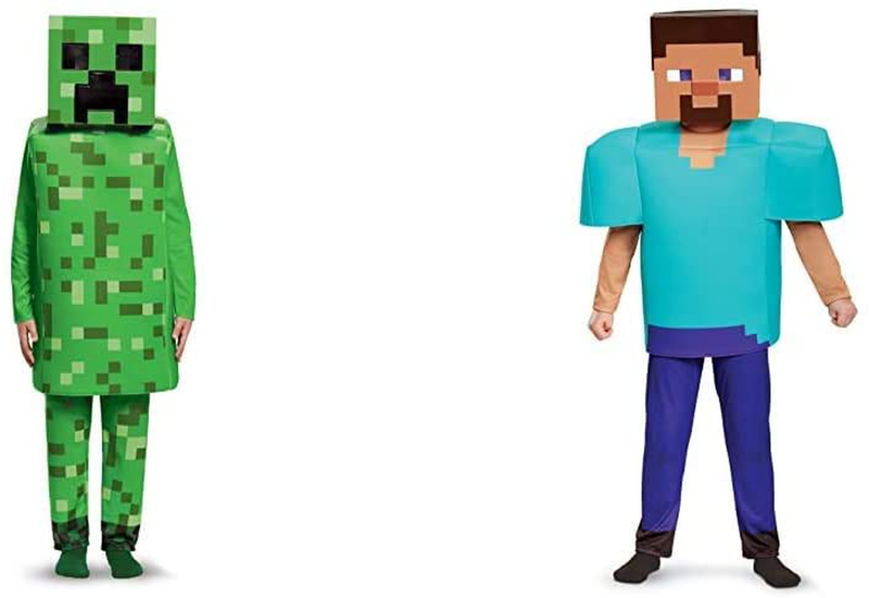 Creeper Deluxe Minecraft Costume, Green, Medium (7-8) Apparel & Accessories > Costumes & Accessories > Costumes Disguise Costume + Steve Deluxe Minecraft Costume S (4-6) 