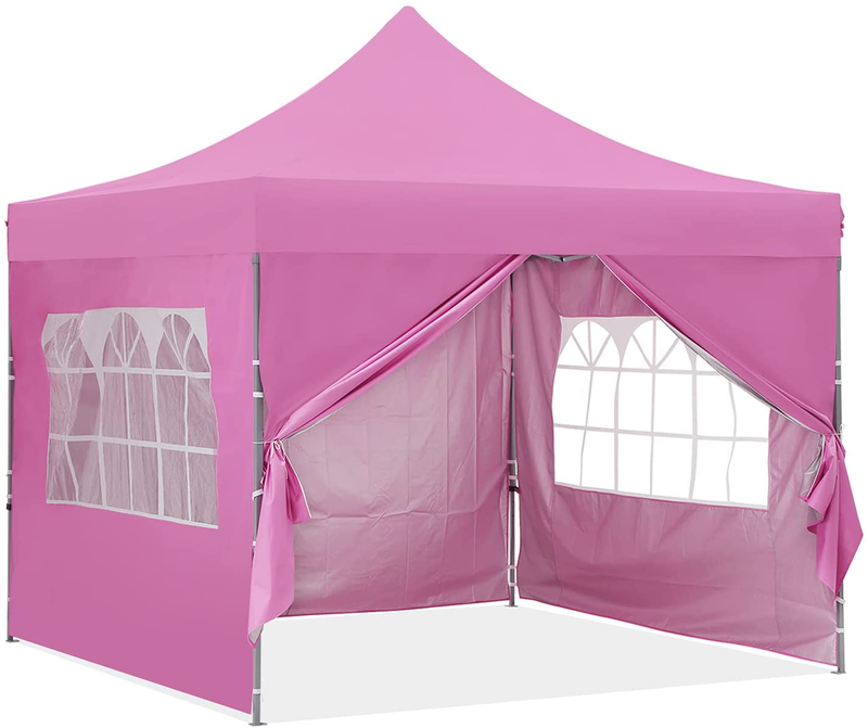 GDY 10x10 Ft Outdoor Pop Up Canopy Tent, Commercial Portable Instant Folding Shelter Gazebos Blue Waterproof Canopies with Carrying Bag Home & Garden > Lawn & Garden > Outdoor Living > Outdoor Structures > Canopies & Gazebos gdy Pink 10x10 