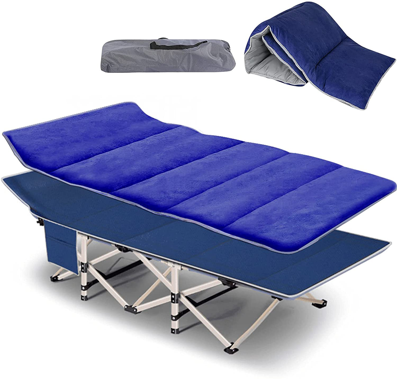 MOPHOTO Folding Camping Cot Folding Cot with Carry Bag, Camping Cot for Adults Portable Folding Outdoor Cot Carry Bags Suede for Outdoor Travel Camp Beach Vacation (75"L X 28"W, Blue and Gray 2-PACK) Sporting Goods > Outdoor Recreation > Camping & Hiking > Camp Furniture MOPHOTO Buccaneer Blue W/ Pad 75"L x 26"W 