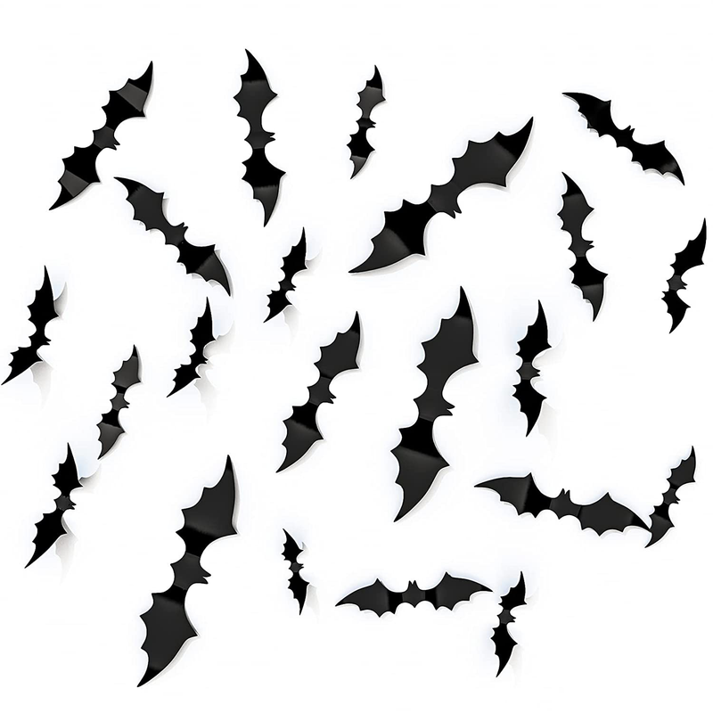 Ginkko 55PCS Halloween Decorations PVC 3D Bats Scary Wall Decal, 2021 Upgraded 4 Size Halloween Decor Party Decorations Realistic Stickers, DIY Waterproof Window Clings Indoor Arts & Entertainment > Party & Celebration > Party Supplies Ginkko Default Title  
