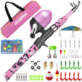 ODDSPRO Kids Fishing Pole Pink, Portable Telescopic Fishing Rod and Reel Combo Kit - with Spincast Fishing Reel Tackle Box for Girls, Youth Sporting Goods > Outdoor Recreation > Fishing > Fishing Rods ODDSPRO Pink-Style 1 12.M 3.94Ft 