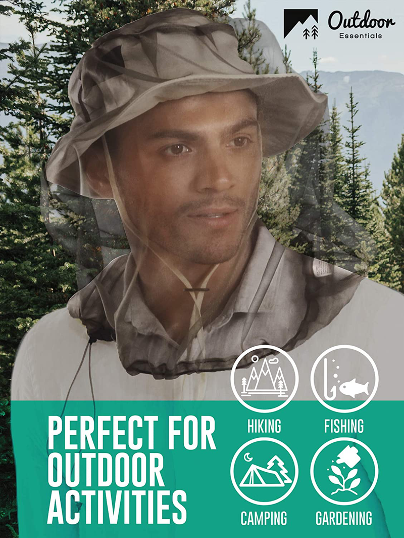 Mosquito Head Net Mesh - Bug Face Netting for Hats - Insect Net Mask Cover from Gnats, No-See-Ums & Midges with Extra Fine Fly Screen Holes - Outdoor Protection/Shield for Men & Women. Chemical Free Sporting Goods > Outdoor Recreation > Camping & Hiking > Mosquito Nets & Insect Screens OutdoorEssentials   