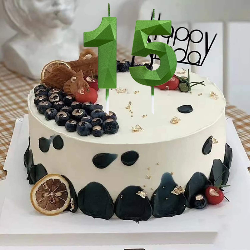 Green Happy Birthday Cake Candles,Wedding Cake Number Candles,3D Design Cake Topper Decoration for Party Kids Adults (Green Number 8) Home & Garden > Decor > Home Fragrances > Candles MEIMEI   