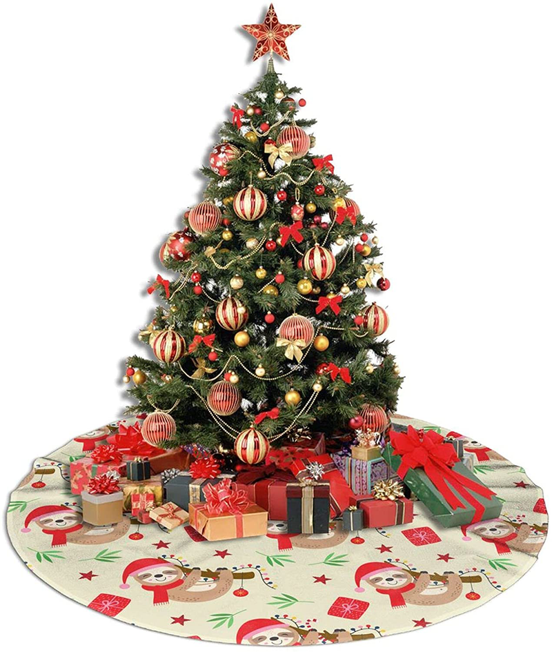 Christmas Sloth Christmas Tree Skirt for Christmas Decorations for Xmas Party and Holiday Decorations - 36" Home & Garden > Decor > Seasonal & Holiday Decorations > Christmas Tree Skirts BASVO   