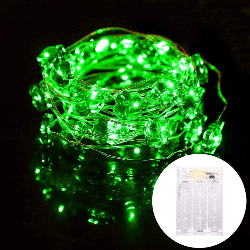 LOHOVE Decorative Lights Shamrocks LED String Lights Battery Operated with Remote 10 Ft 40 Leds Lucky Clover Handmade String Lights for Bedroom Party Feast of St. Patrick'S Day Green Decoration Home & Garden > Decor > Seasonal & Holiday Decorations LOHOVE   