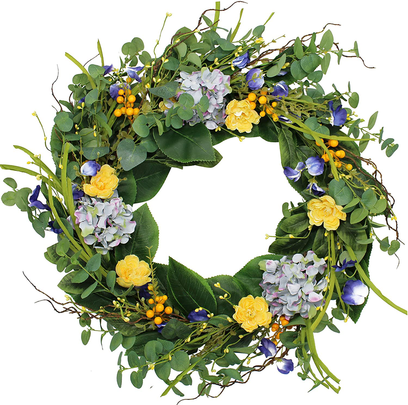 The Wreath Depot Aftonshire Silk Spring Front Door Wreath 24 Inch, Beautiful Handcrafted Wreath Design, White Storage Gift Box Included Home & Garden > Decor > Seasonal & Holiday Decorations The Wreath Depot   