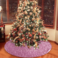 tiosggd Pink Sequin Christmas Tree Skirt, 48 Inch Double Layers Tree Mat for Xmas Decorations Home & Garden > Decor > Seasonal & Holiday Decorations > Christmas Tree Skirts tiosggd Pink  