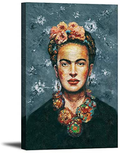 Hanging Poster Frida Kahlo Wall Art - Linen Canvas Prints Portrait Art Painting Picture with Scroll Teak Wood Hanger Ready to Hang for Wall Decor 16x24inch Home & Garden > Decor > Seasonal & Holiday Decorations HW Hongwu 16x24 Frida Kahlo 16x24 inch 