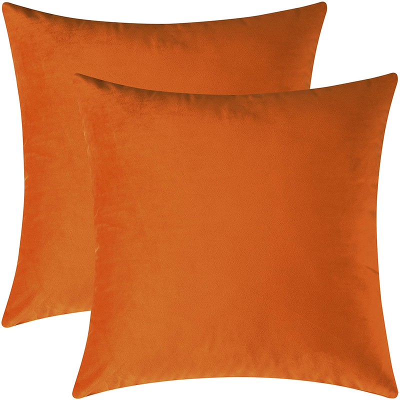 Mixhug Decorative Throw Pillow Covers, Velvet Cushion Covers, Solid Throw Pillow Cases for Couch and Bed Pillows, Burnt Orange, 20 x 20 Inches, Set of 2 Home & Garden > Decor > Chair & Sofa Cushions Mixhug Orange 18 x 18 Inches, 2 Pieces 