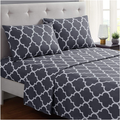 Mellanni Queen Sheet Set - Hotel Luxury 1800 Bedding Sheets & Pillowcases - Extra Soft Cooling Bed Sheets - Deep Pocket up to 16 inch Mattress - Wrinkle, Fade, Stain Resistant - 4 Piece (Queen, White) Home & Garden > Linens & Bedding > Bedding Mellanni Quatrefoil Silver - Gray California King 