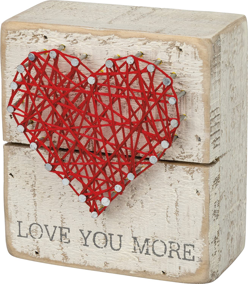 Primitives by Kathy 34248 Rustic White String Art Box Sign, 3.5" X 4", Love You More Home & Garden > Decor > Seasonal & Holiday Decorations Primitives by Kathy White  