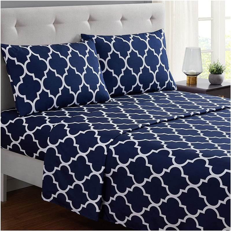Mellanni California King Sheets - Hotel Luxury 1800 Bedding Sheets & Pillowcases - Extra Soft Cooling Bed Sheets - Deep Pocket up to 16" - Wrinkle, Fade, Stain Resistant - 4 PC (Cal King, Persimmon) Home & Garden > Linens & Bedding > Bedding Mellanni Quatrefoil Navy Blue Twin XL 