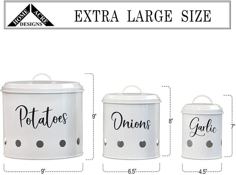 Home Acre Designs Collection-Onion Storage-Potato Storage-Garlic Keeper-Farmhouse Kitchen Decor-Set Of 3-Canister Sets for Kitchen Counter-Pantry Storage-Onion Keeper-Potato Bin-Kitchen Counter Decor Home & Garden > Decor > Seasonal & Holiday Decorations Home Acre Designs   