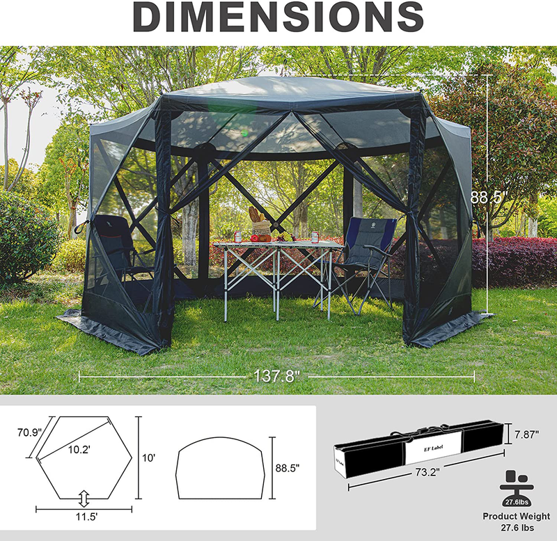 EVER ADVANCED Pop Up Gazebo Screen House Tent for Camping 8-10 Person Instant Canopy Shelter with Netting Portable for Outdoor, Backyard Home & Garden > Lawn & Garden > Outdoor Living > Outdoor Structures > Canopies & Gazebos EVER ADVANCED   