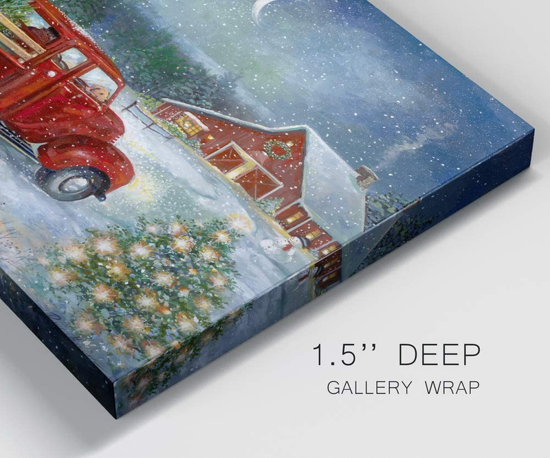 Renditions Gallery Christmas Tree & Red Truck Wall Art, Beautiful Winter Decorations, Snowy Forest and Barn, Premium Gallery Wrapped Canvas Decor, Ready to Hang, 24 in H x 36 in W, Made in America Home & Garden > Decor > Seasonal & Holiday Decorations& Garden > Decor > Seasonal & Holiday Decorations Renditions Gallery   