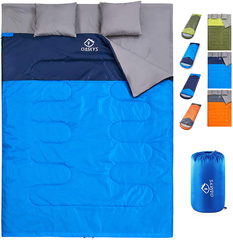 Oaskys Camping Sleeping Bag - 3 Season Warm & Cool Weather - Summer, Spring, Fall, Lightweight, Waterproof for Adults & Kids - Camping Gear Equipment, Traveling, and Outdoors Sporting Goods > Outdoor Recreation > Camping & Hiking > Sleeping Bags oaskys Pale Blue 59in x 86.6" 