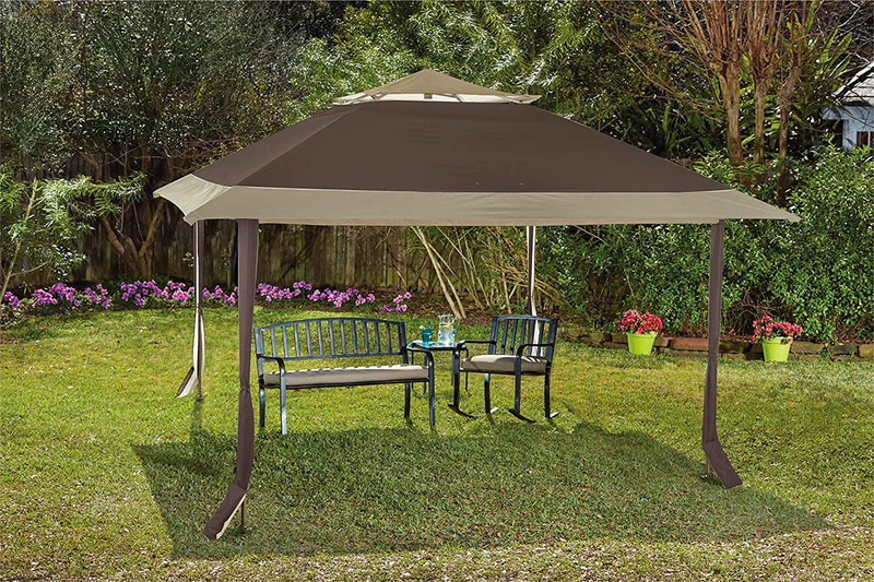 CROWN SHADES 13x13 Canopy Pop up Gazebo Yard Gazebo Canopy, Patented One Push Tent Canopy with Full Auto Awnings, Two Tiered Vented Top, Wheeled Carry Bag, 4 Ropes & Upgrade Stakes, Beige & Coffee Home & Garden > Lawn & Garden > Outdoor Living > Outdoor Structures > Canopies & Gazebos CROWN SHADES   