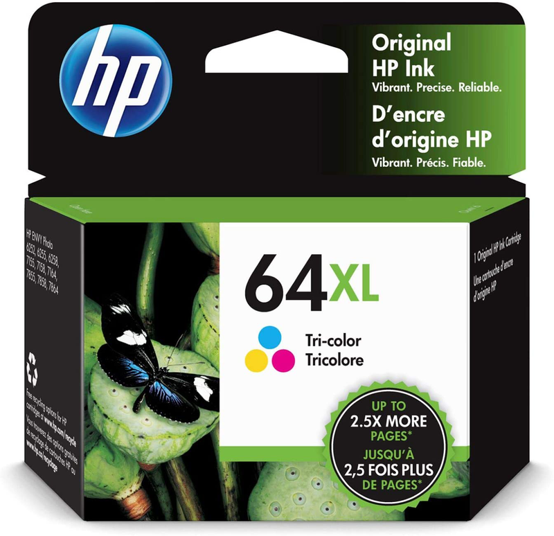 HP 64XL | Ink Cartridge | Tri-Color | Works with HP ENVY Photo 6200 Series, 7100 Series, 7800 Series, HP Tango and HP Tango X | N9J91AN Electronics > Print, Copy, Scan & Fax > Printer, Copier & Fax Machine Accessories > Printer Consumables > Toner & Inkjet Cartridges ‎hp Ink  