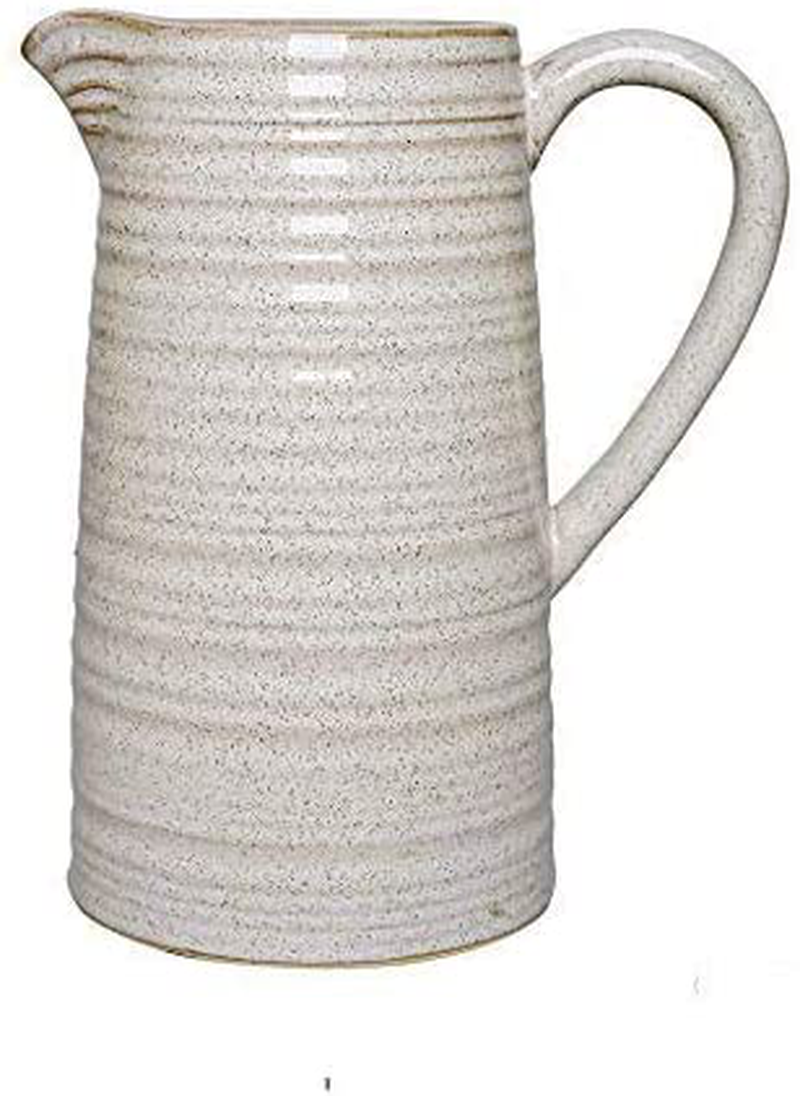 Hosley Cream Ceramic Pitcher Vase is 10 Inches High and is Perfect for Flowers or Decorative Use and is Ideal for Dried Floral Arrangements Gifts for Home Weddings Spa and Aromatherapy Settings O3 Home & Garden > Decor > Vases Hosley Cream-2  