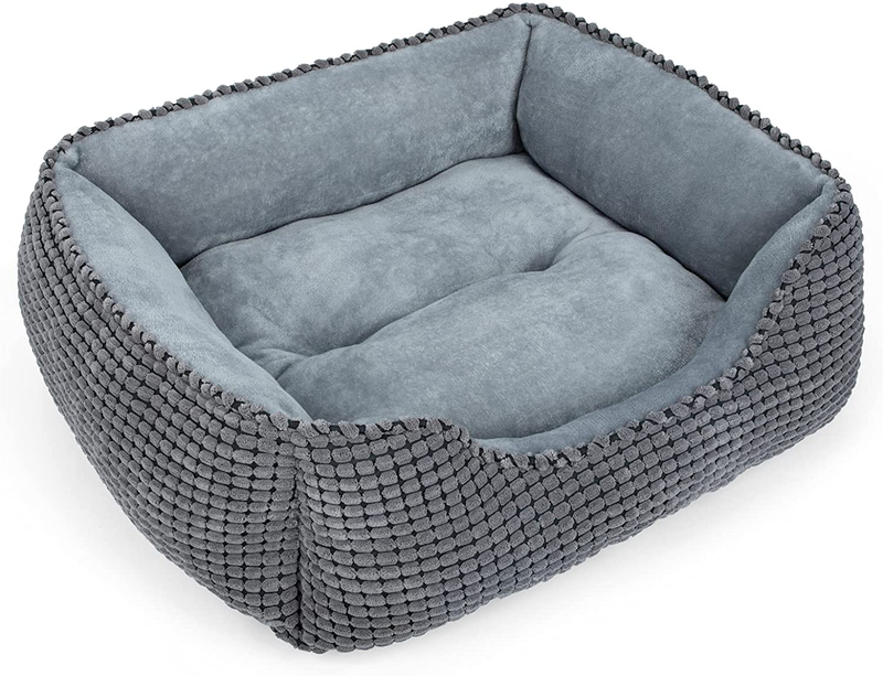 MIXJOY Dog Bed for Large Medium Small Dogs, Rectangle Washable Sleeping Puppy Bed, Orthopedic Pet Sofa Bed, Soft Calming Cat Beds for Indoor Cats, Anti-Slip Bottom with Multiple Size Animals & Pet Supplies > Pet Supplies > Dog Supplies > Dog Beds MIXJOY Grey L(30’’x 24’’x 9’’) 