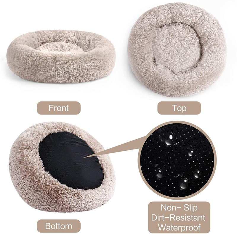 COOSLEEP HOME Calming Dog Bed for Dog & Cat with Faux Fur Donut Cuddler and Non-Slip, Waterproof Base, Machine Washable, Durable (23"/30")  COOSLEEP HOME   
