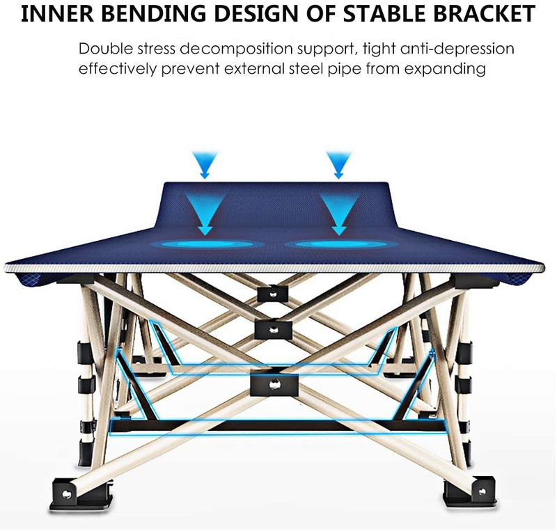 Folding Camping Cots for Adults Heavy Duty Cot with Carry Bag, Portable Durable Sleeping Bed for Camp Office Home Use Outdoor Cot Bed for Traveling (2Pack -Blue with Mattress) Sporting Goods > Outdoor Recreation > Camping & Hiking > Camp Furniture JOZTA   