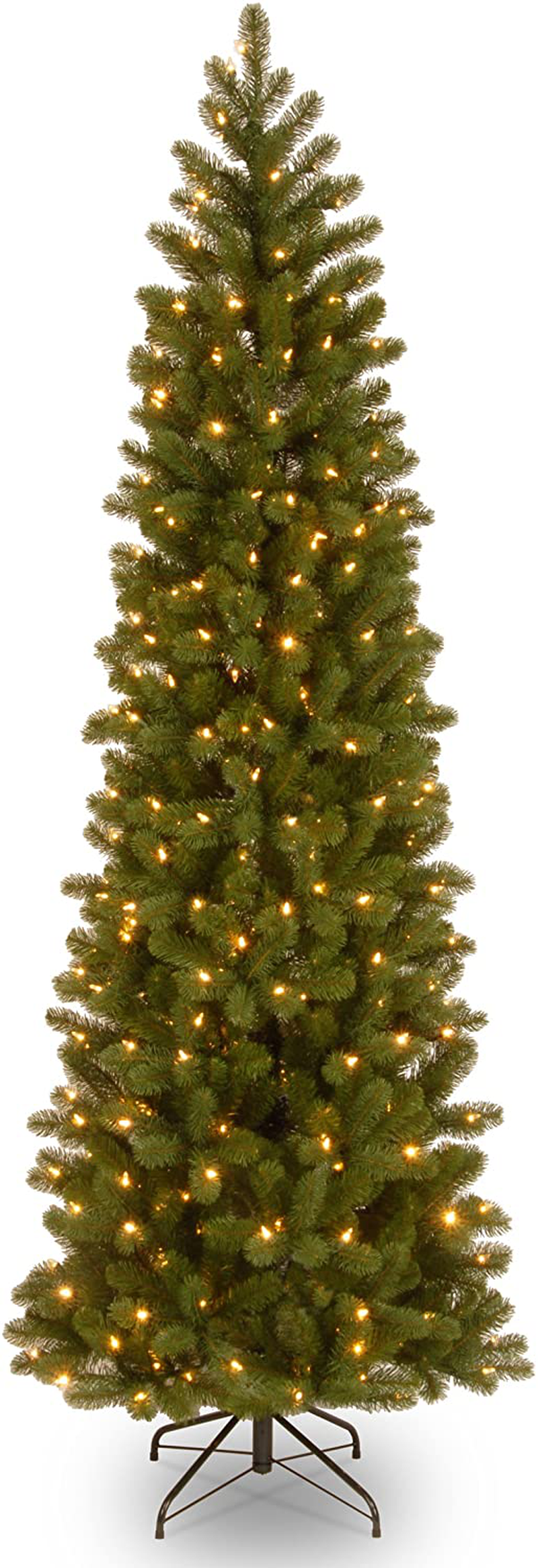 National Tree Company 'Feel Real' Pre-lit Artificial Christmas Tree | Includes Pre-strung Multi-Color LED Lights and Stand | Downswept Douglas Fir Pencil Slim - 12 ft Home & Garden > Decor > Seasonal & Holiday Decorations > Christmas Tree Stands National Tree 7.5 ft  