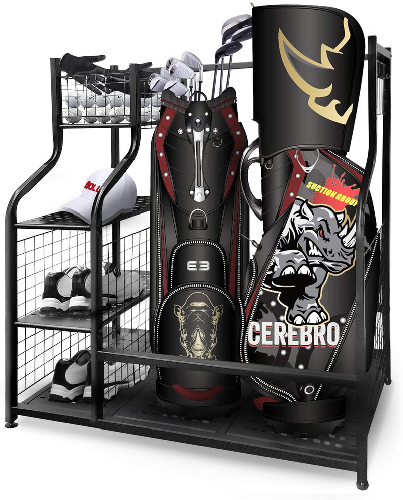Mythinglogic Golf Storage Garage Organizer,Golf Bag Storage Stand and Other Golfing Equipment Rack,Extra Large Design for Golf Clubs Accessories