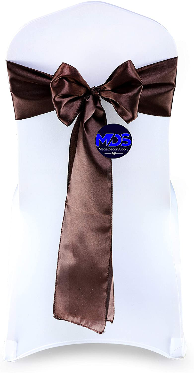 mds Pack of 25 Satin Chair Sashes Bow sash for Wedding and Events Supplies Party Decoration Chair Cover sash -Gold Arts & Entertainment > Party & Celebration > Party Supplies mds Coffee 25 