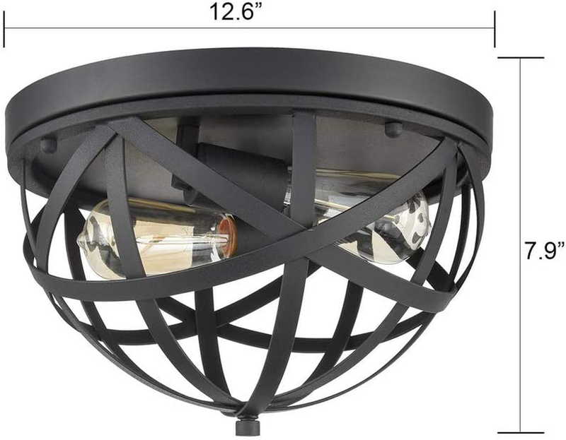 CLAXY Industrial Flush Mount Ceiling Light Black Dome Cage Light Fixture Home & Garden > Lighting > Lighting Fixtures > Ceiling Light Fixtures KOL DEALS   