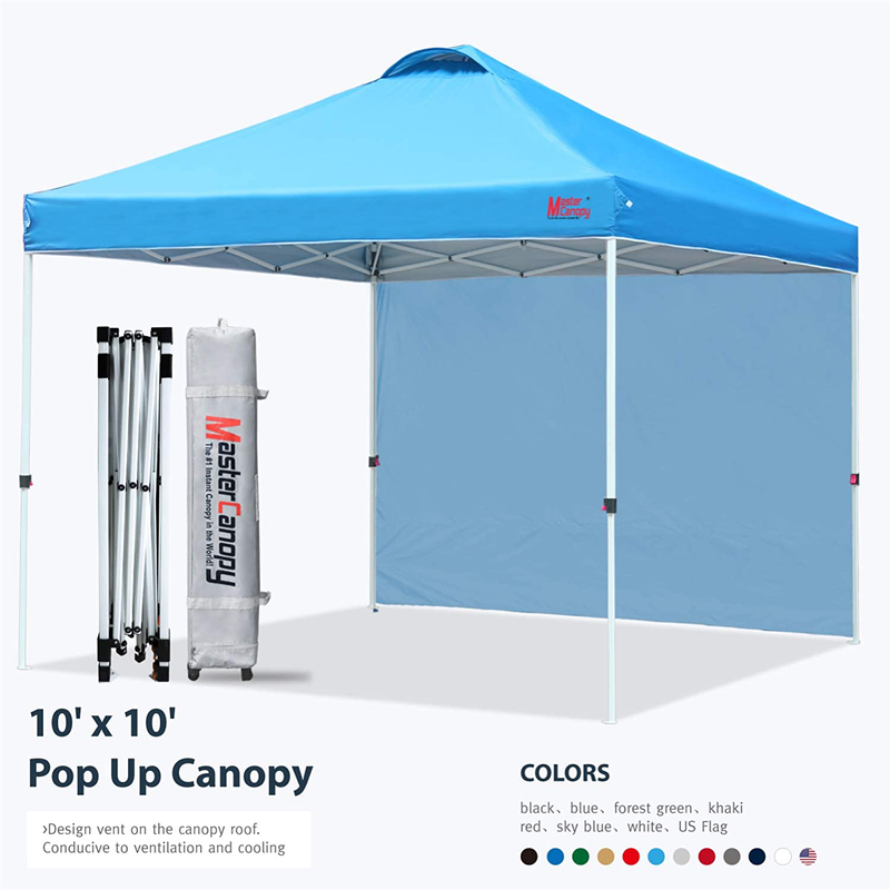 MASTERCANOPY Pop Up Canopy Tent Instant Shelter Beach Canopy with 1 Sidewall(10'x10',Dark Gray) Home & Garden > Lawn & Garden > Outdoor Living > Outdoor Structures > Canopies & Gazebos MASTERCANOPY Sky Blue 10x10 ft 