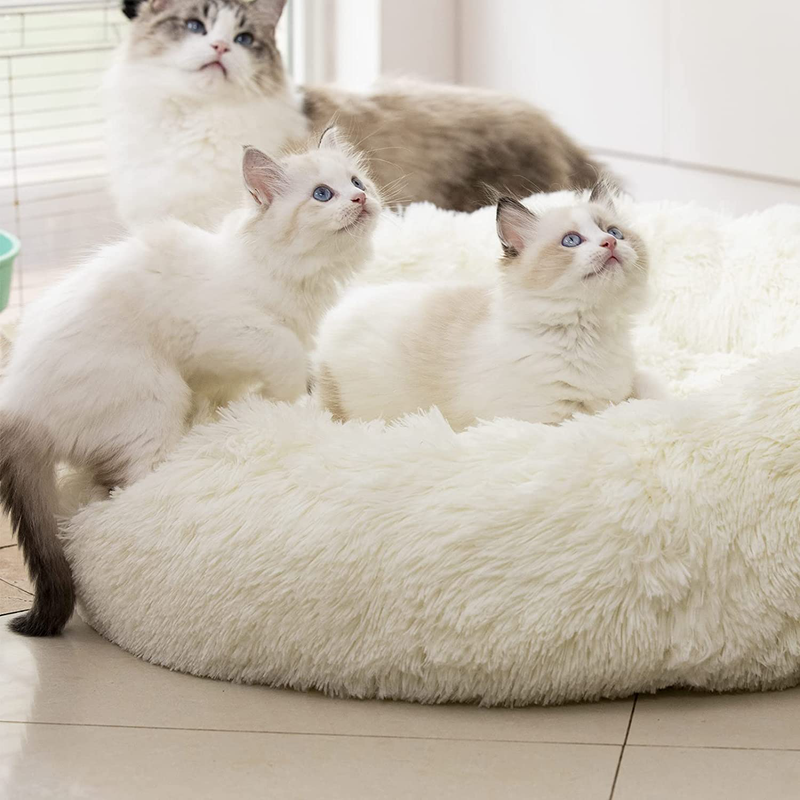 Raimaiso anti Anxiety round Fluffy Plush Faux Fur Warm Washable Dog Bed & Cat Bed, Original Bed for Small Medium Large Pets,Used to Relieve Joints and Improve Sleep（20"/24"/27''） Animals & Pet Supplies > Pet Supplies > Cat Supplies > Cat Beds Raimaiso   